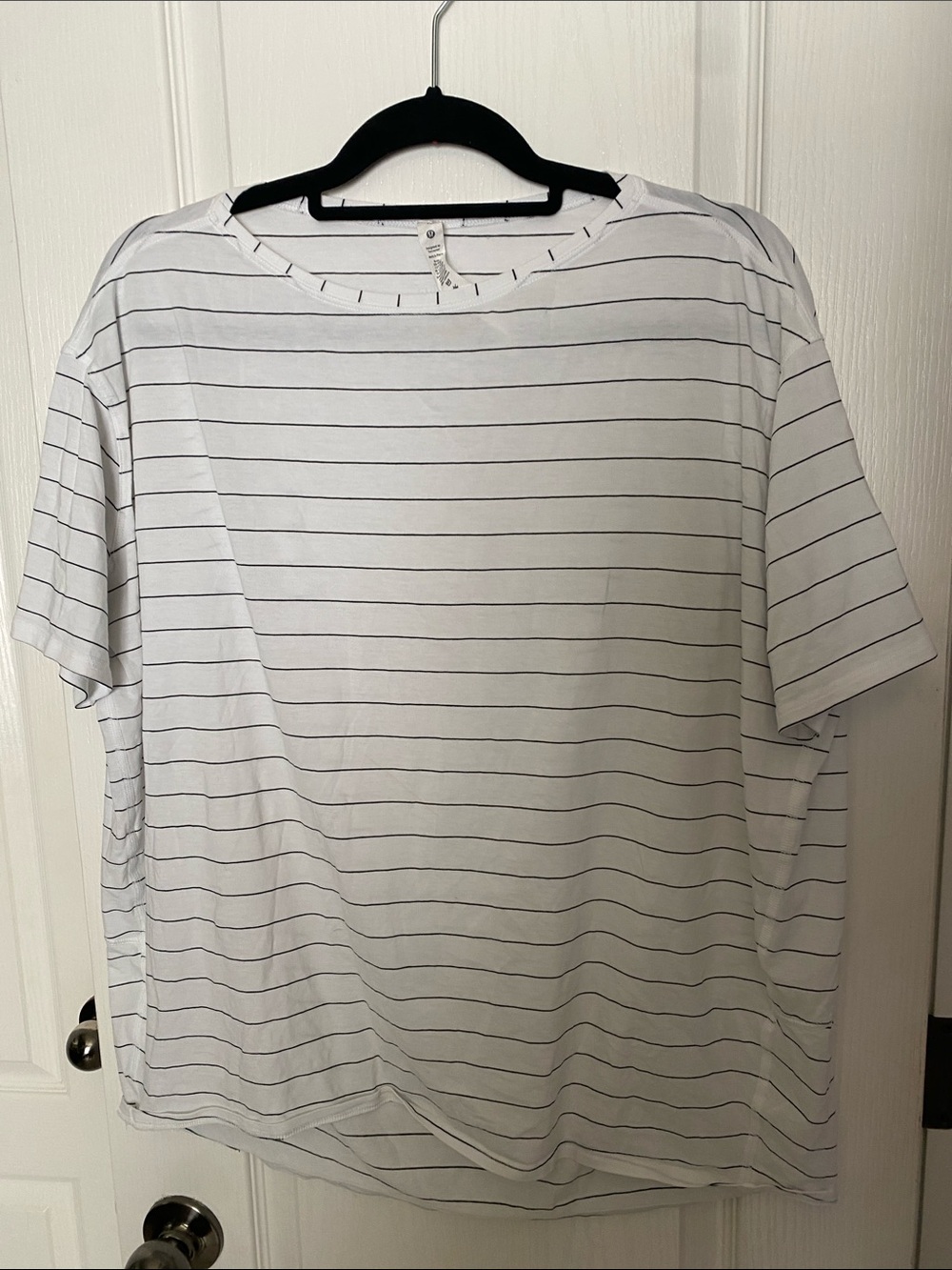 lululemon athletica White Tee with Thin Black Stripes - Relaxed Short Sleeve